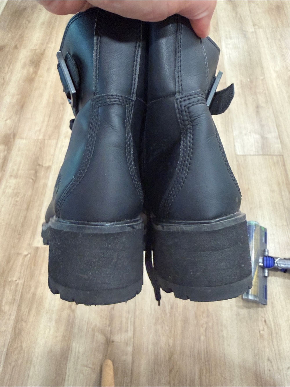 Women's water resistant Timberland Black Lug Sole Ankle Boots with Buckle - Picture 4 of 5